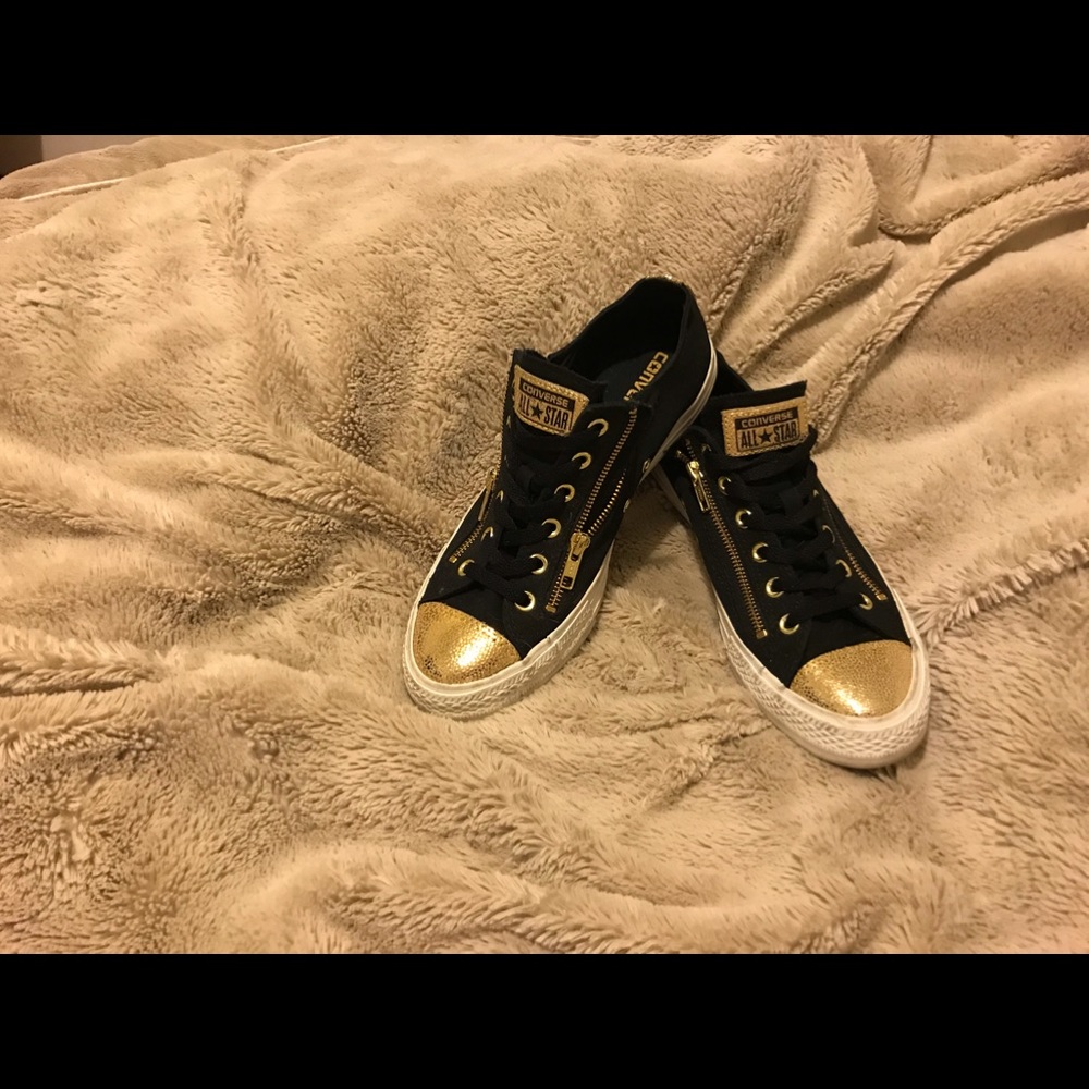 Converse “AllStar” Gold Toe,Gold Dbl Zippers